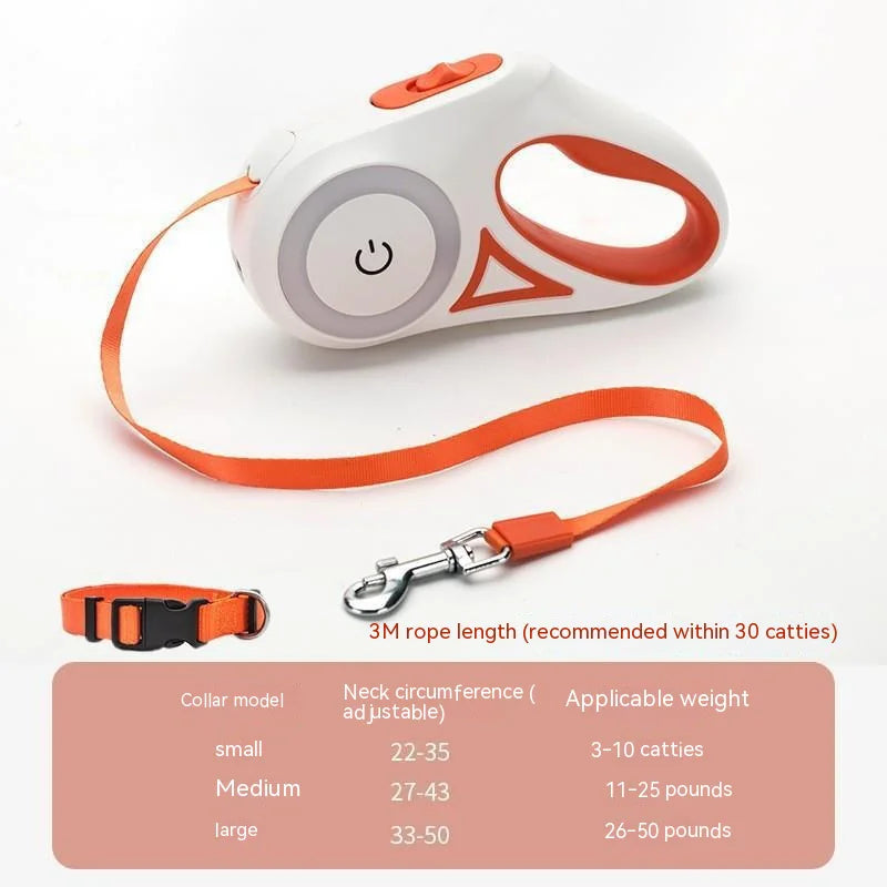 Laisse Rétractable LED pour Chien - Sécurité Nocturne