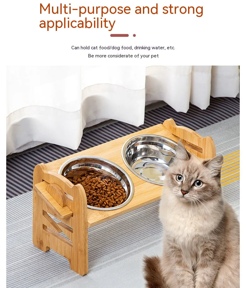 Station Repas Chat Double Bol Inox Surélevée
