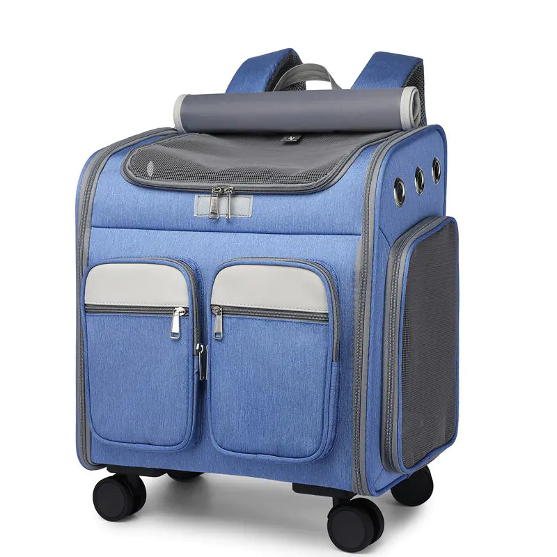 Sac à dos pliable à roulettes pour animaux de compagnie, grande capacité