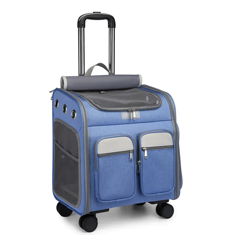 Sac à dos pliable à roulettes pour animaux de compagnie, grande capacité