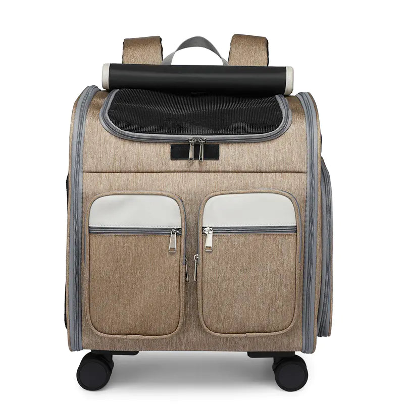 Sac à dos pliable à roulettes pour animaux de compagnie, grande capacité