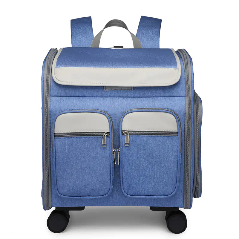 Sac à dos pliable à roulettes pour animaux de compagnie, grande capacité