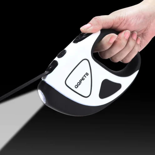 Laisse rétractable automatique pour chien avec lumière LED et corde en fibre