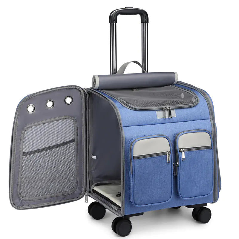 Sac à dos pliable à roulettes pour animaux de compagnie, grande capacité