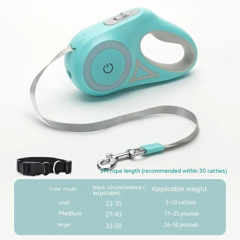 Laisse Rétractable LED pour Chien - Sécurité Nocturne