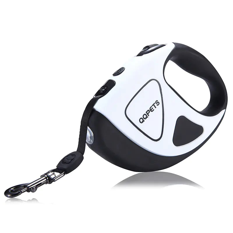 Laisse rétractable automatique pour chien avec lumière LED et corde en fibre
